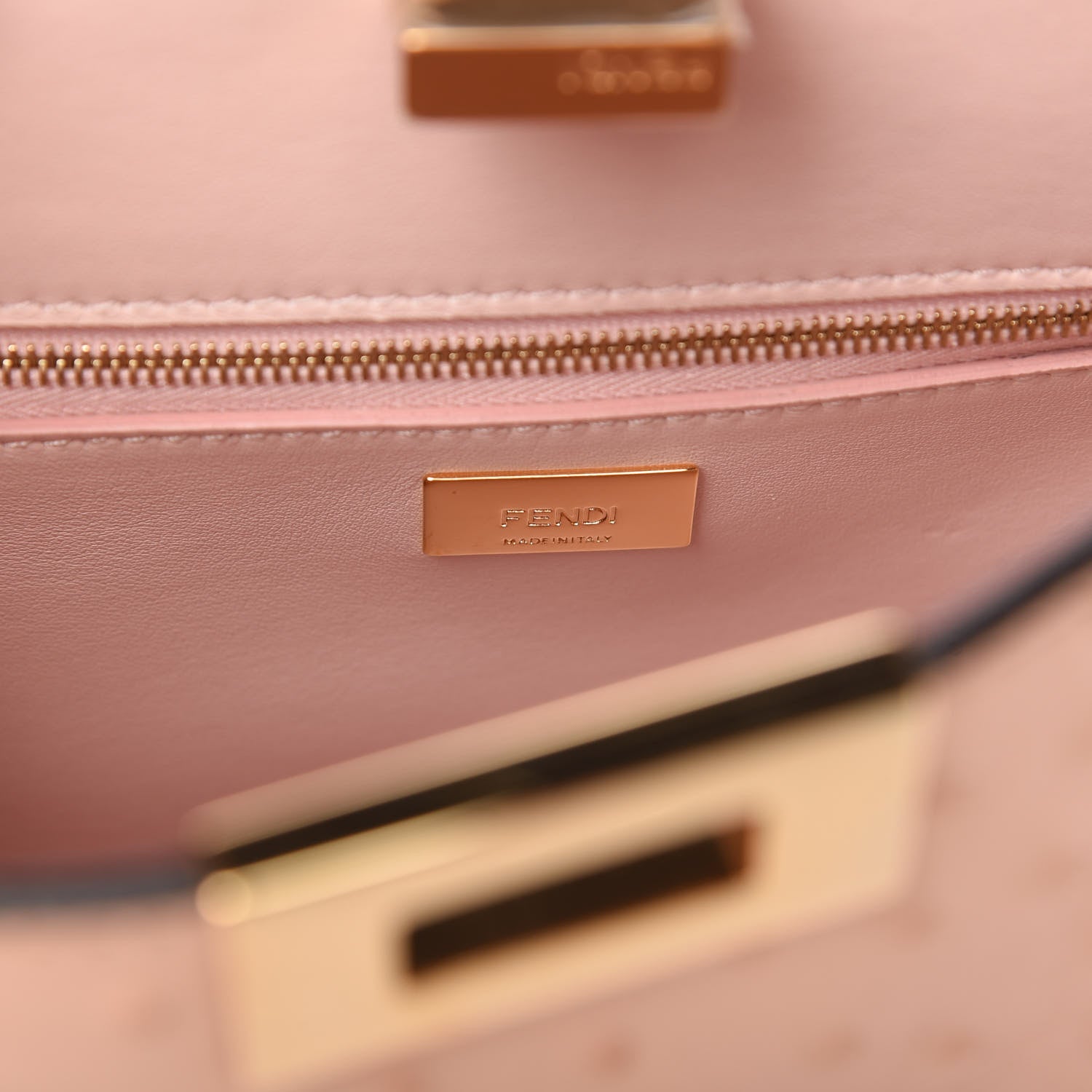 Fendi Ostrich Shiny Nappa Medium Peekaboo Iconic Essentially Satchel Confetto 8 of 11