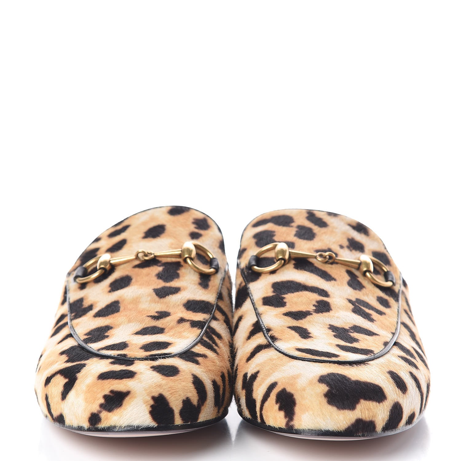 Gucci Calf Hair Leopard Print Womens Princetown Slippers 38.5 Naturale Black 2 of 8