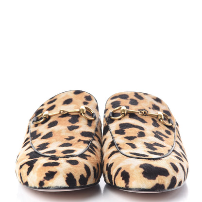 Gucci Calf Hair Leopard Print Womens Princetown Slippers 38.5 Naturale Black 2 of 8