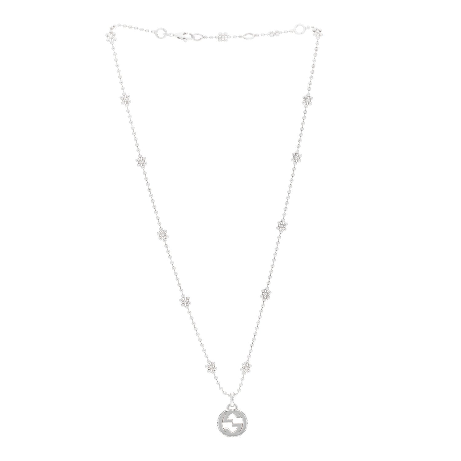 Gucci Sterling Silver Interlocking G Beaded Cluster Pendant Necklace 3 of 6