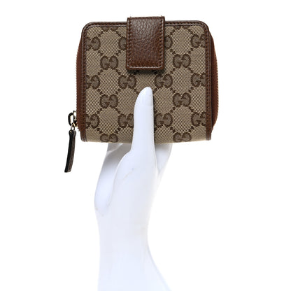 Gucci Monogram Dollar Calfskin Zip Around French Wallet Beige Ebony Tabacco 2 of 7
