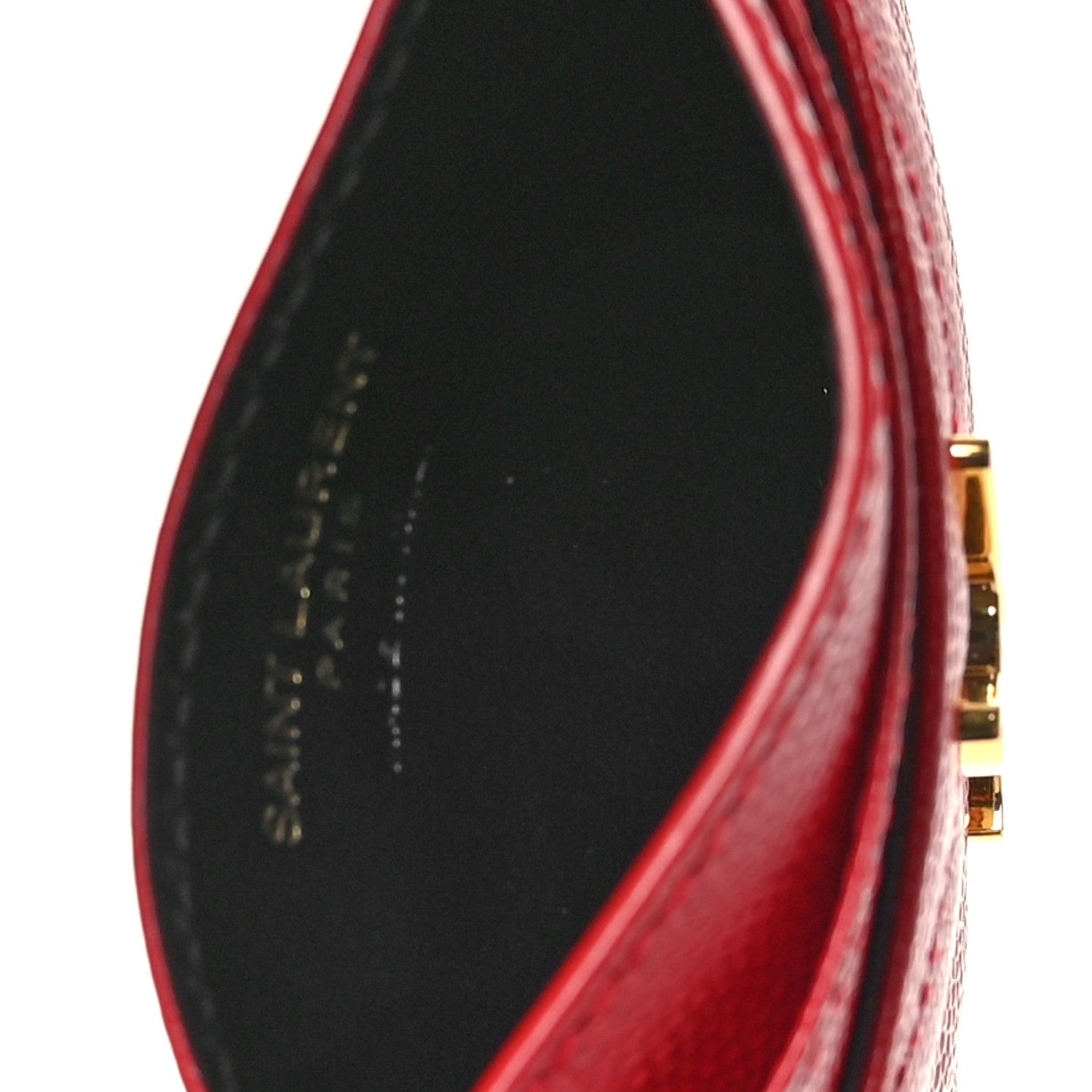 Saint Laurent Grain De Poudre Matelasse Chevron Monogram Credit Card Case New Red 5 of 9