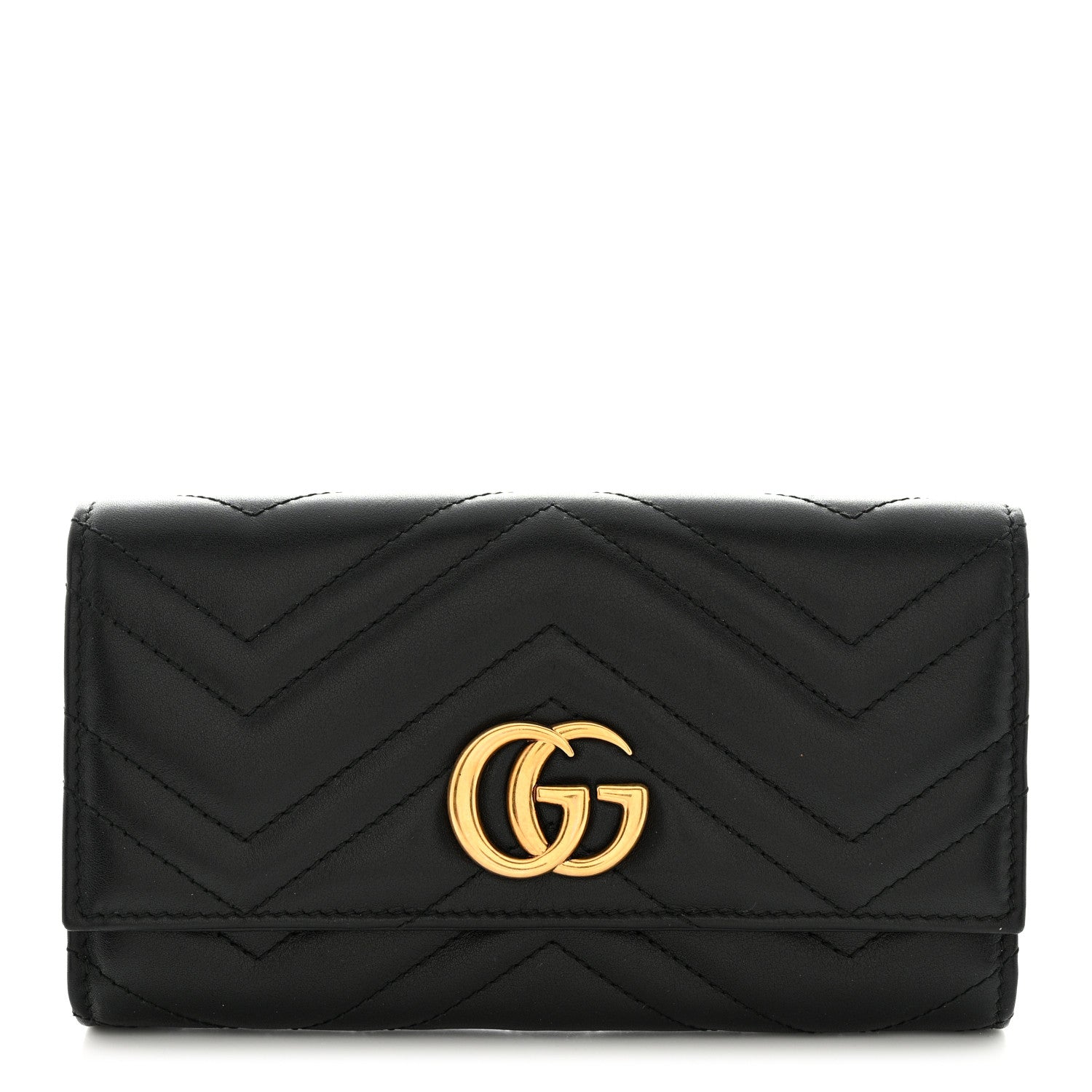 Gucci Calfskin Matelasse GG Marmont Continental Wallet Black 1 of 7
