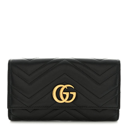 Gucci Calfskin Matelasse GG Marmont Continental Wallet Black 1 of 7