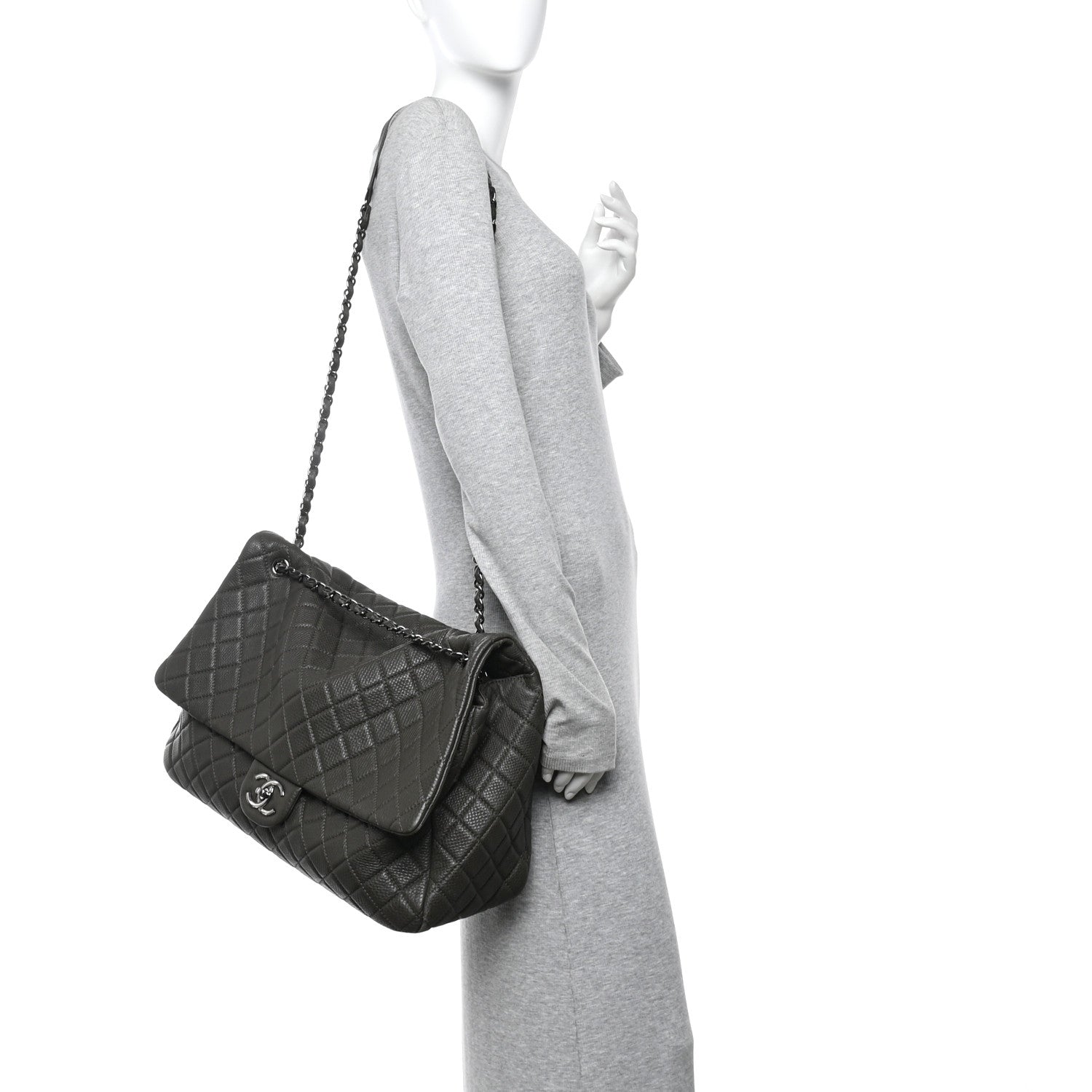 Chanel Calfskin Quilted XXL Travel Flap Bag Khaki 2 of 12