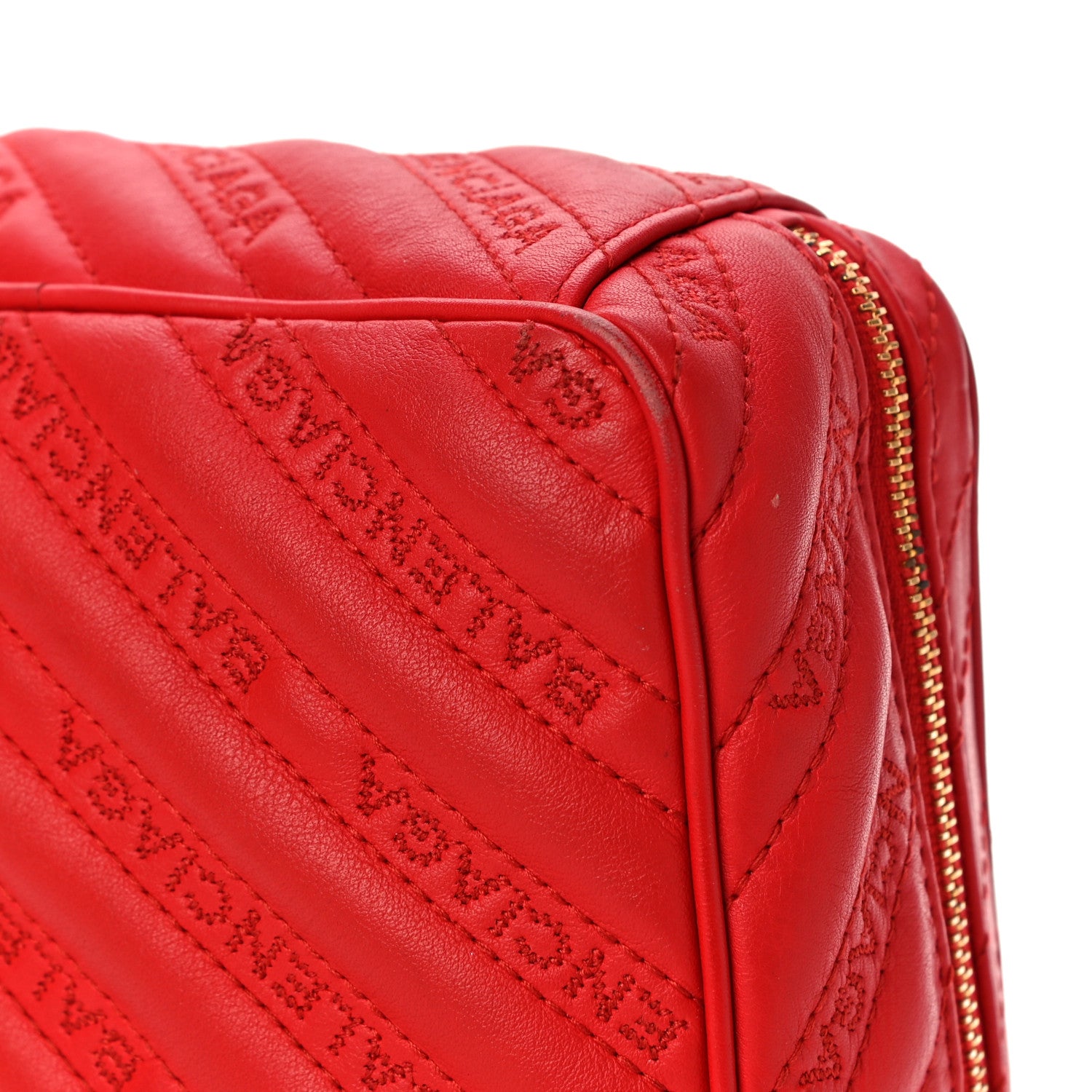 Balenciaga Calfskin Logo Matelasse Chain Strap Blanket Reporter XS Rouge Tango 18 of 19