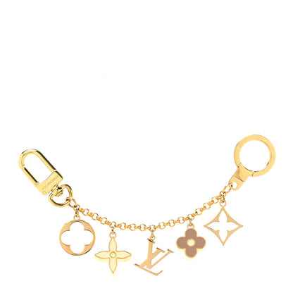 Louis Vuitton Brass Enamel Fleur De Monogram Bag Charm Chain Gold 1 of 3