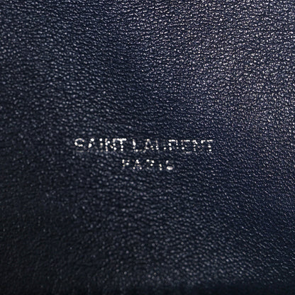 Saint Laurent Lambskin Quilted Medium Loulou Puffer Monogram Chain Satchel Navy 7 of 9