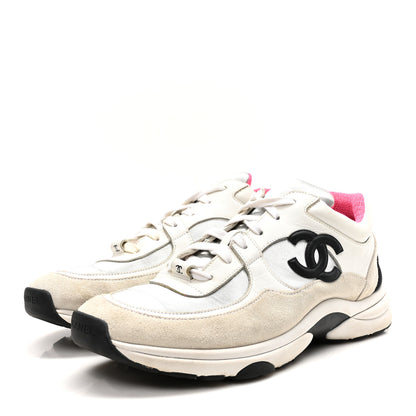 Chanel Calfskin Fabric Sneakers 40.5 White Silver Fluo Pink 3 of 7