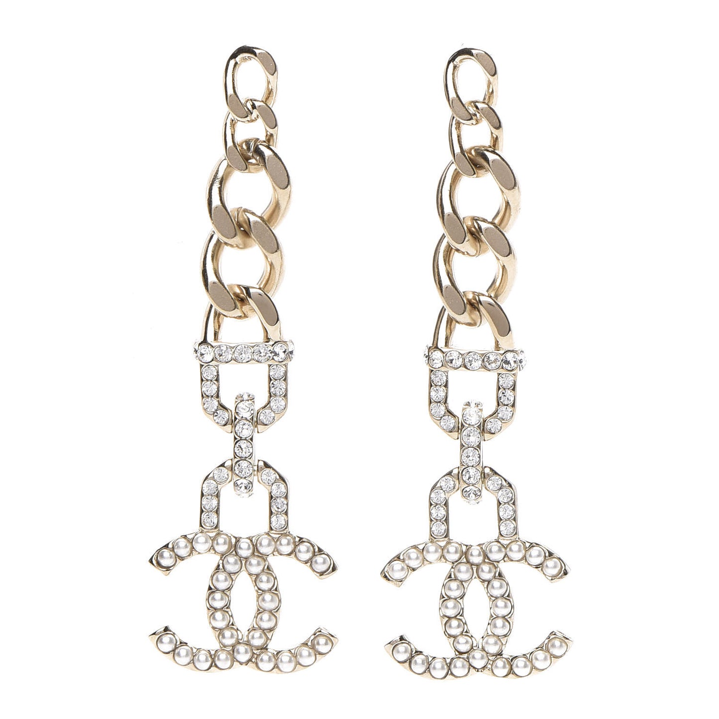 Metal Crystal CC Vendome CC Dangle Earrings Gold