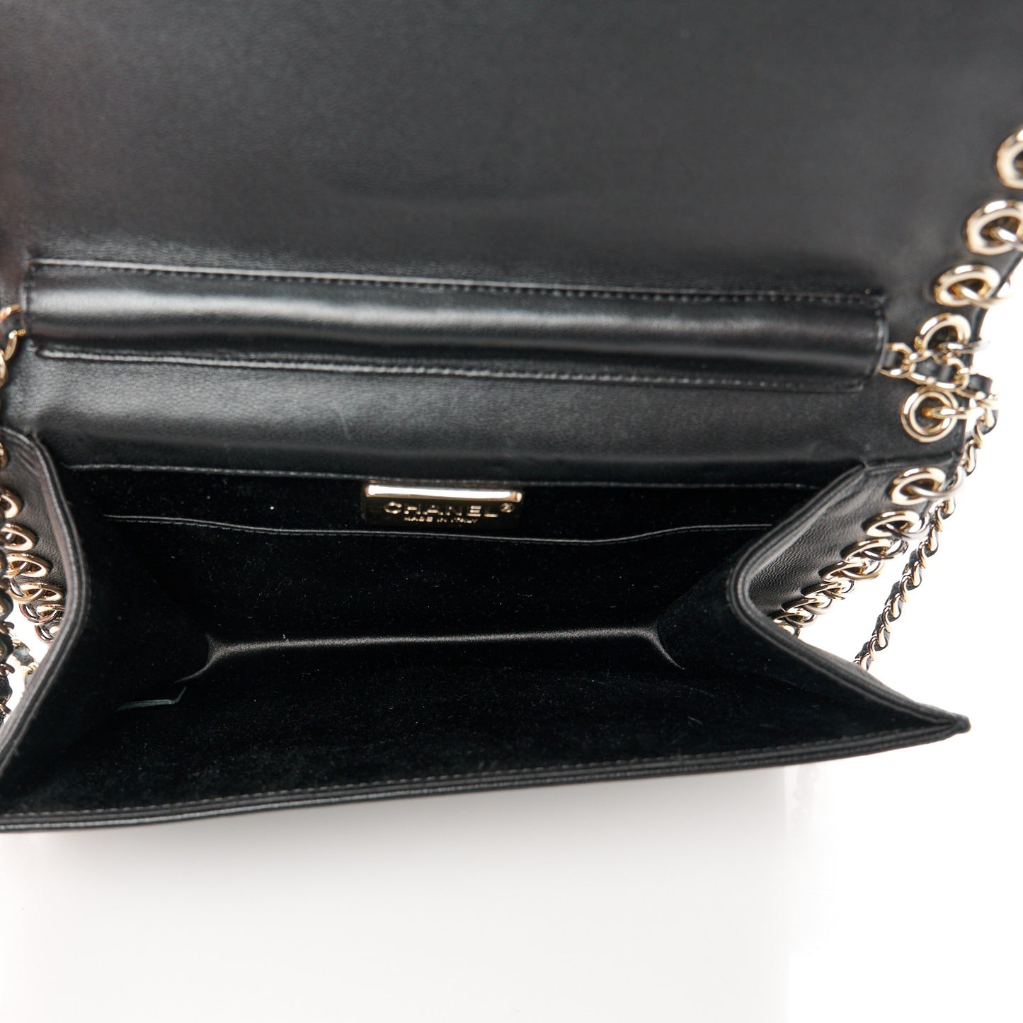 Lambskin Chocolate Bar Piercing CC Studded Small Chain Flap Bag Black