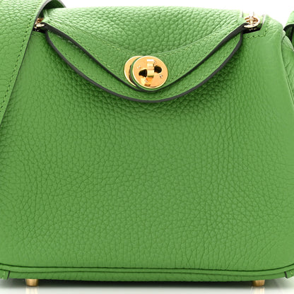 Hermes Taurillon Clemence Mini Lindy 20 Vert Yucca 8 of 11