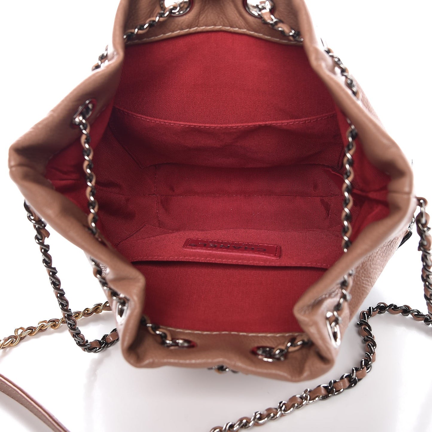 Calfskin Quilted Small Gabrielle Bucket Beige Black