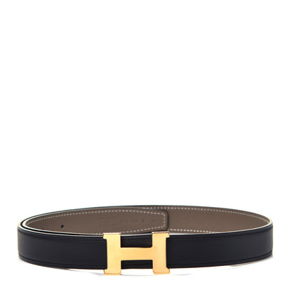 Hermes Swift Epsom 24mm Mini Constance H Belt 75 Black Etoupe 1 of 6