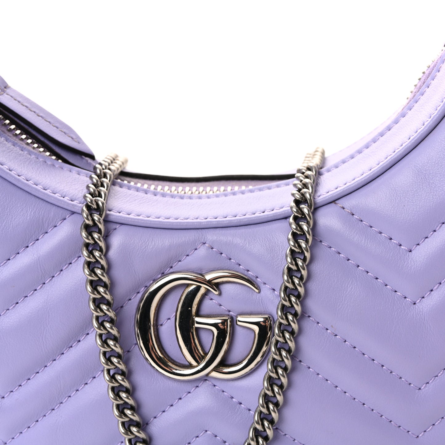 Calfskin Matelasse Mini GG Marmont Half Moon Hobo Lapis