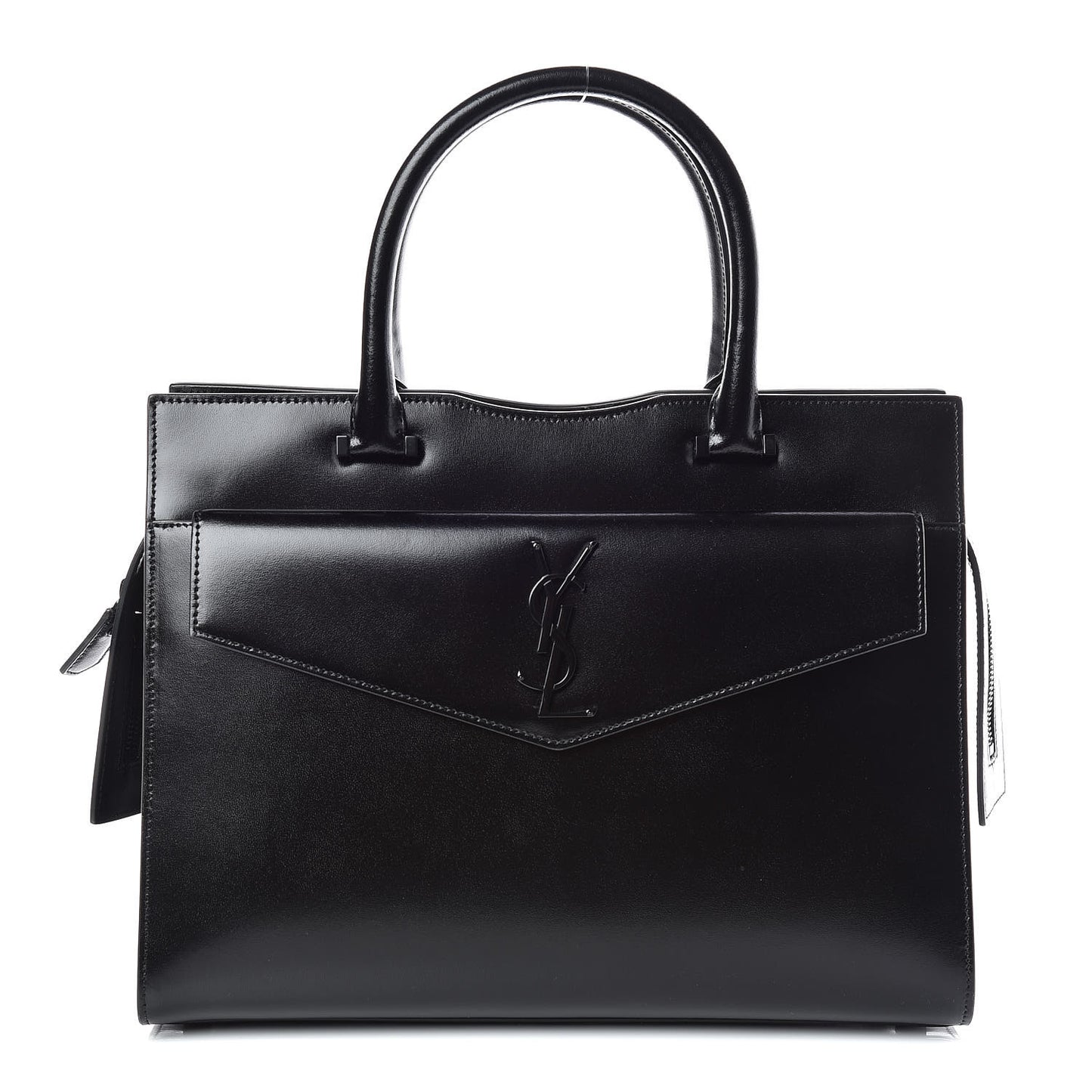 Shiny Calfskin Medium Uptown Tote Black