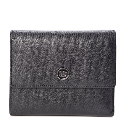 Chanel Grained Calfskin CC Button Flap Wallet Black 1 of 13