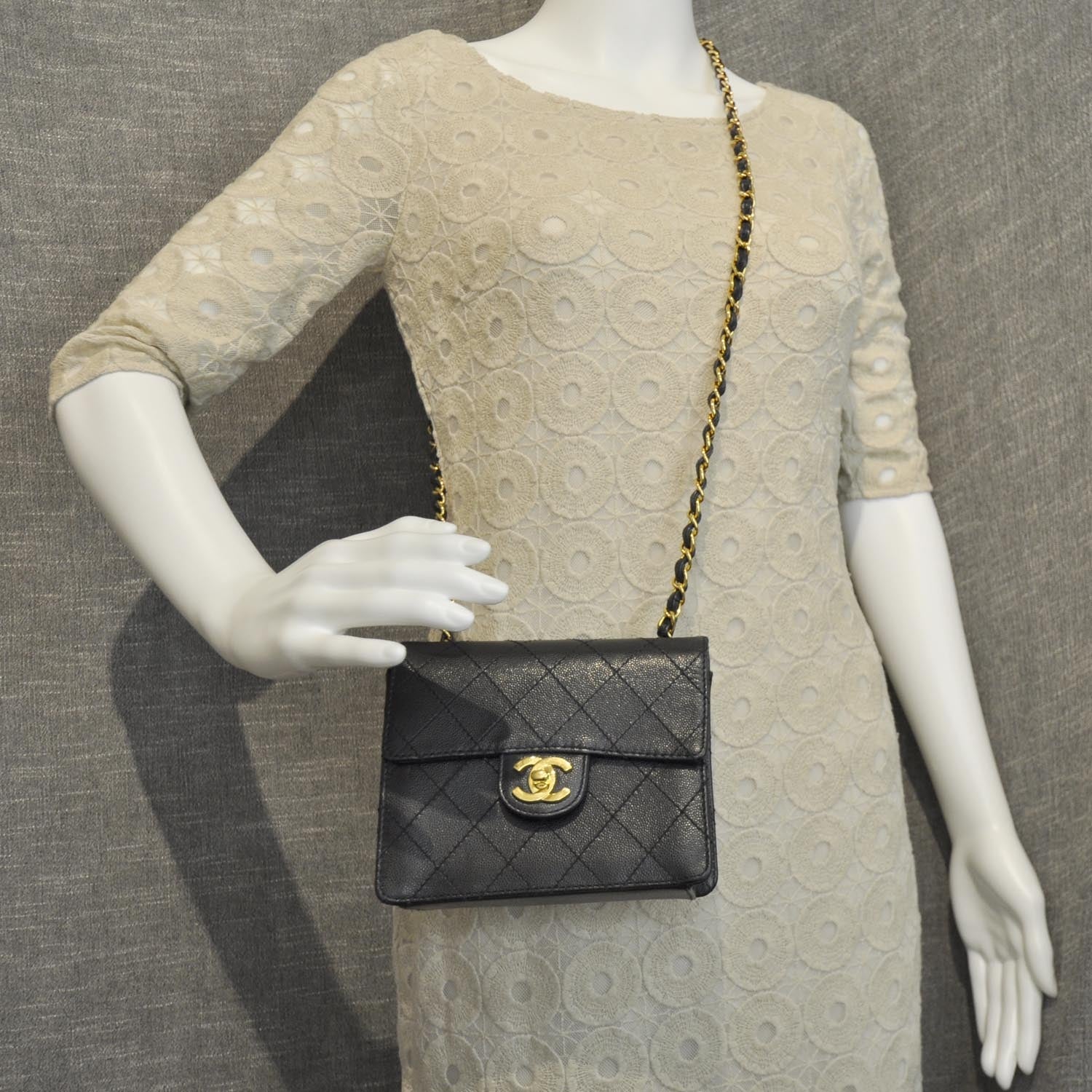 Chanel Caviar Diamond Stitched Mini Flap Black 2 of 9