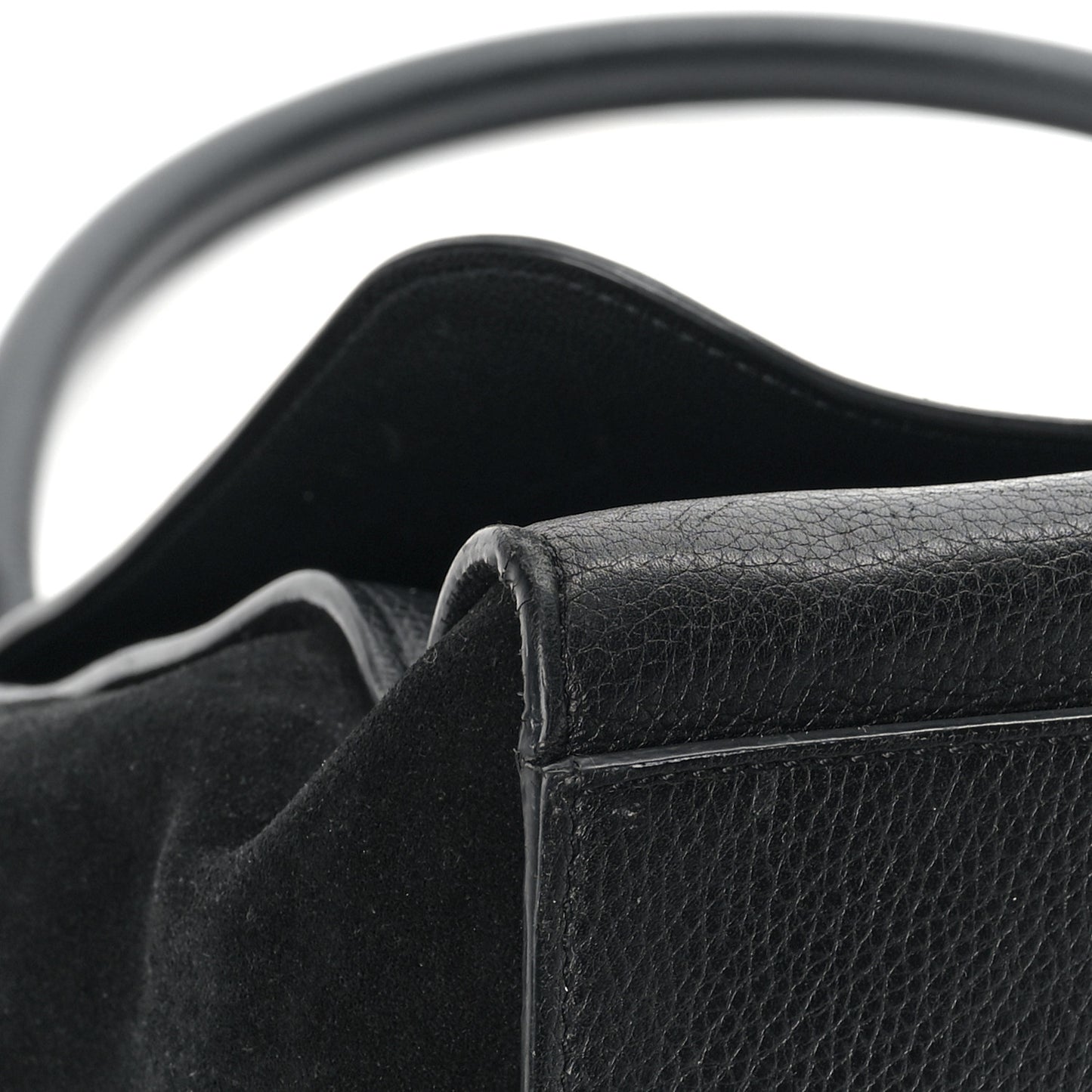 Drummed Calfskin Suede Large Trapeze Black