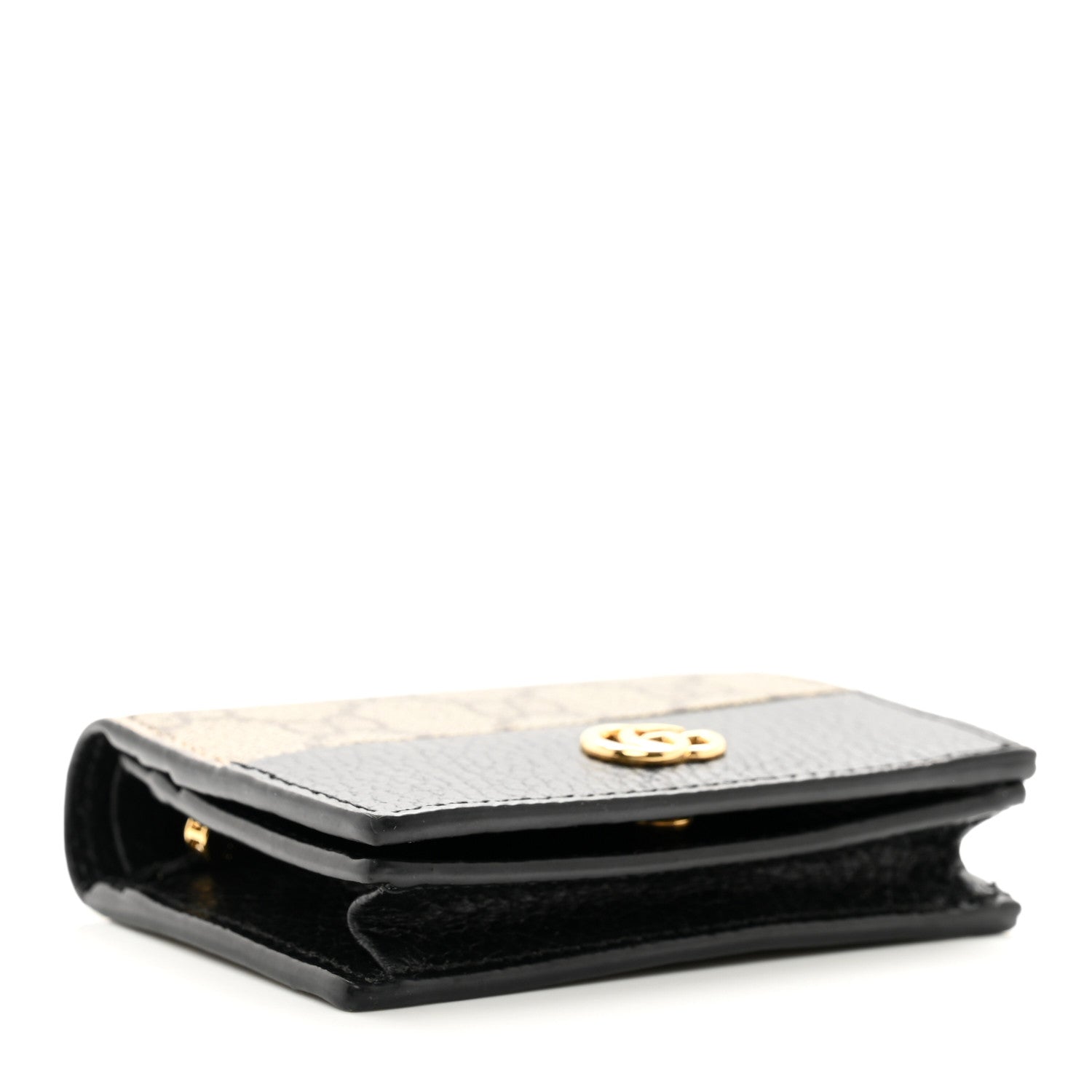 Gucci Dollar Calfskin GG Supreme Monogram GG Marmont Card Case Black Beige Ebony 4 of 8