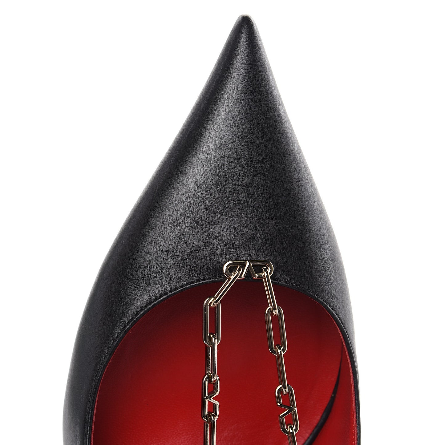 Smooth Calfskin Chain Slingback Pumps 39.5 Black