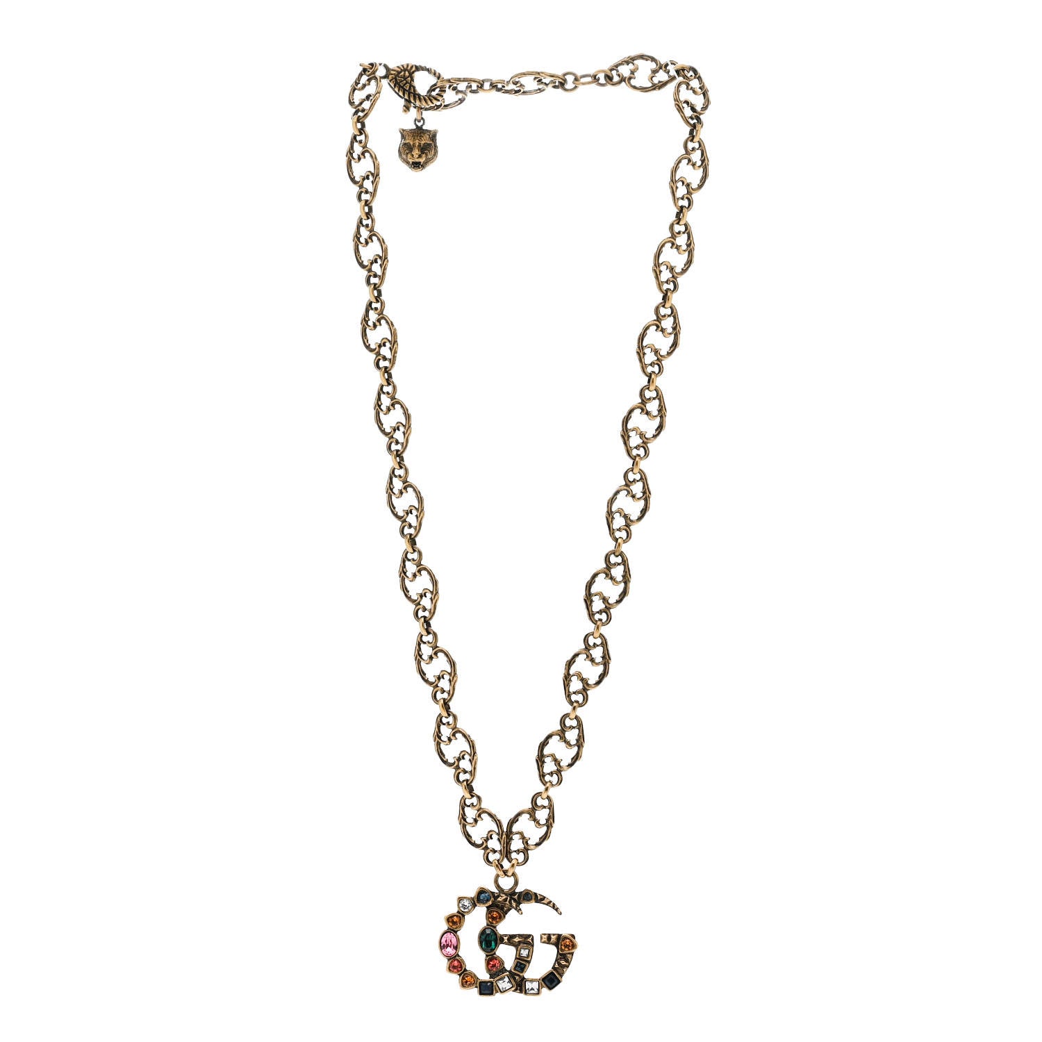 Gucci Crystal Marmont Necklace Aged Gold Multicolor 3 of 5