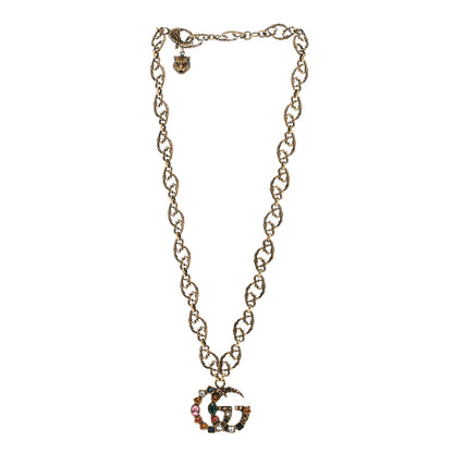 Gucci Crystal Marmont Necklace Aged Gold Multicolor 3 of 5