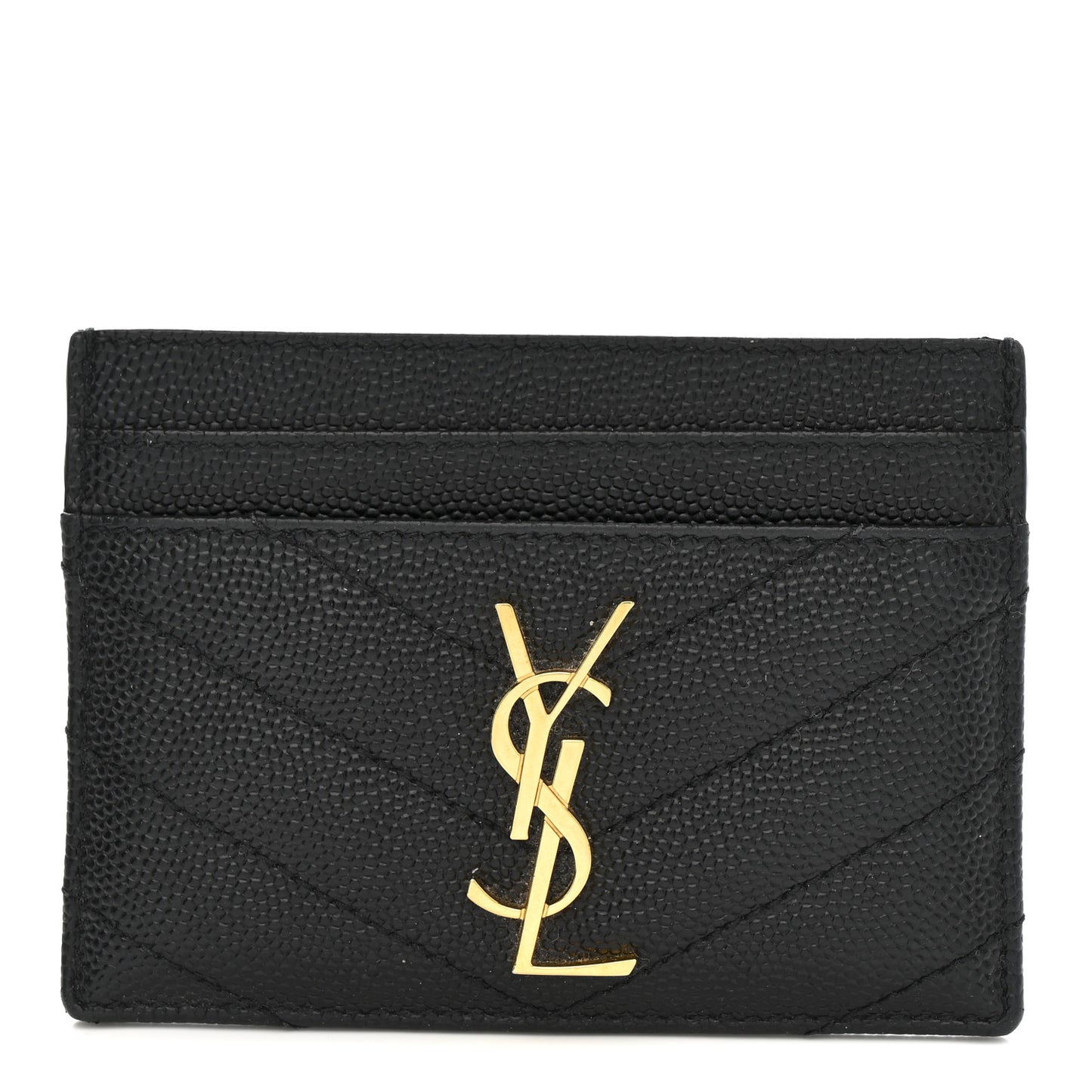 Grain De Poudre Matelasse Chevron Monogram Credit Card Case Black