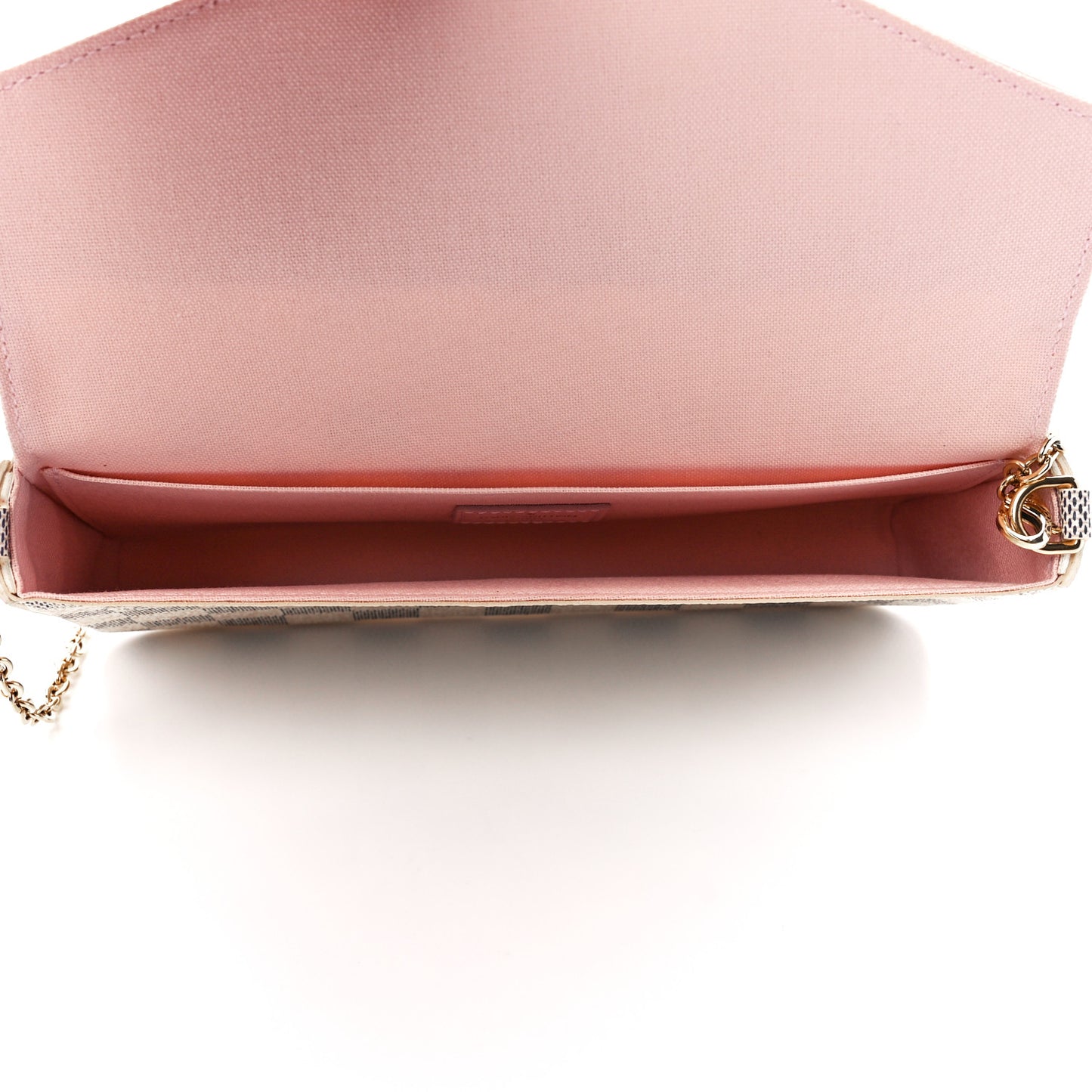 Damier Azur Pochette Felicie Chain Wallet Rose Ballerine