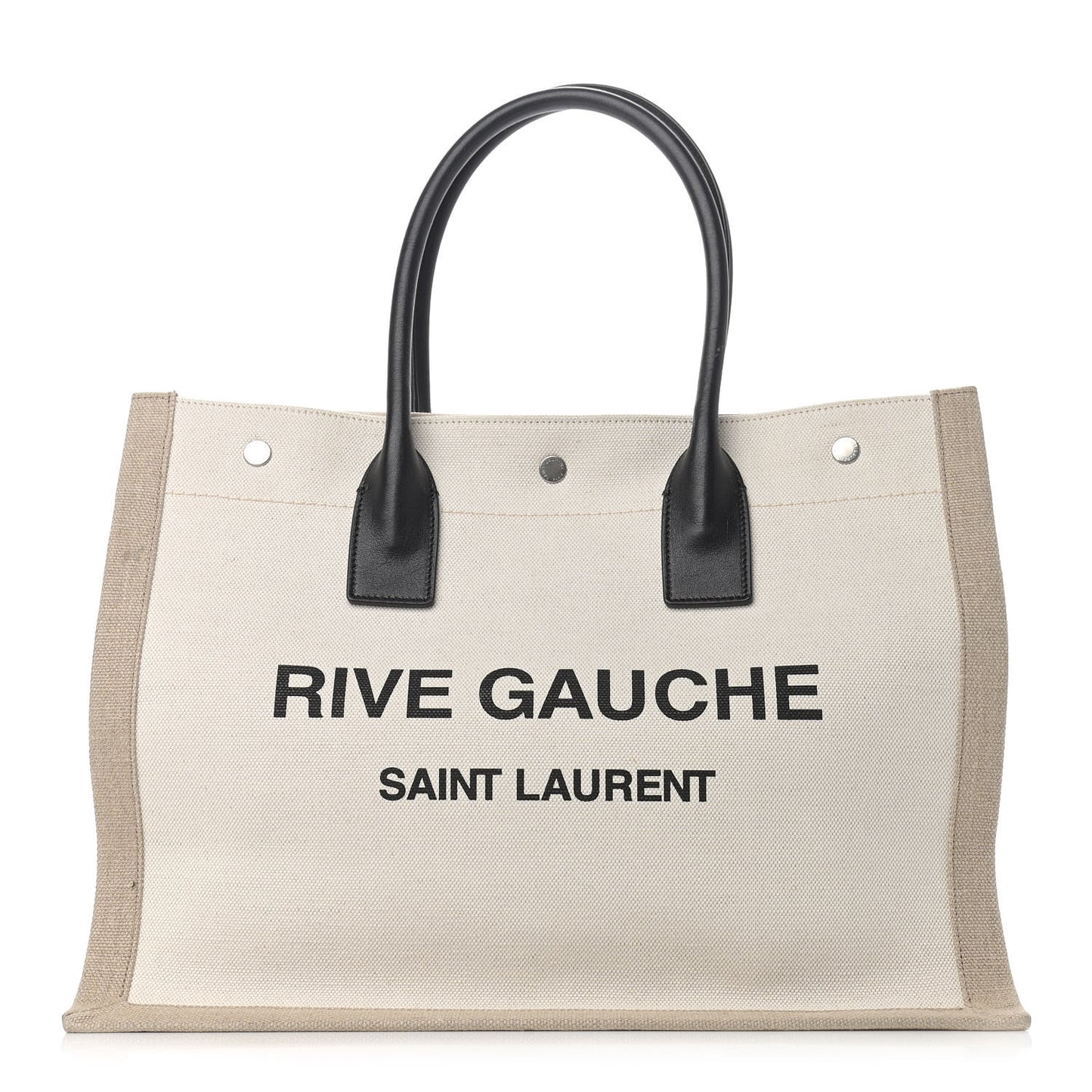 Linen Calfskin Small Rive Gauche Tote Greggio Natural