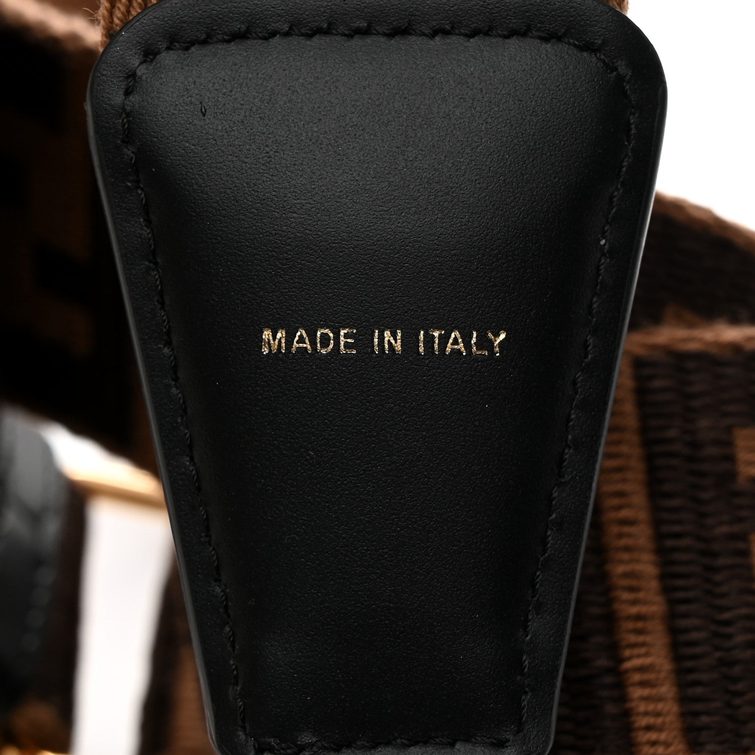 Fendi Jacquard Ribbon Vitello King FF Adjustable Strap You Fango Marrone Black 4 of 5