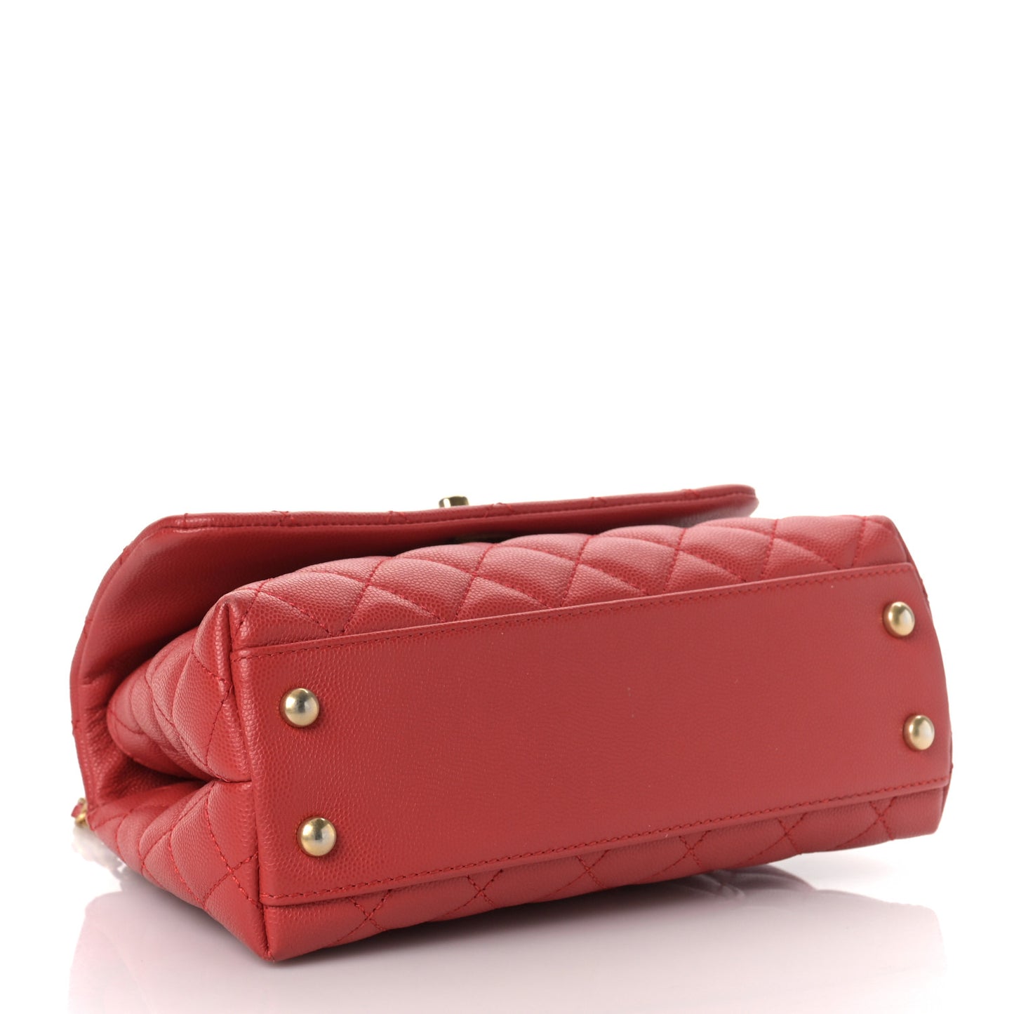 Caviar Quilted Mini Coco Handle Flap Red