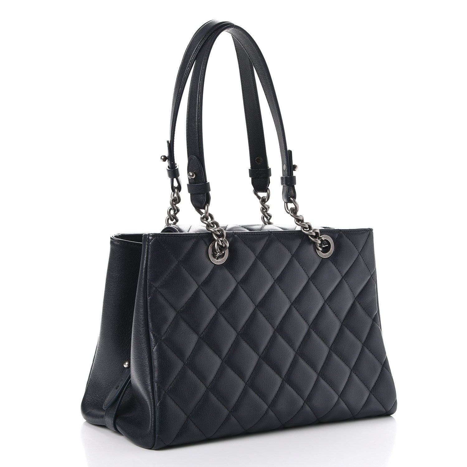 Chanel Goatskin Quilted Large City Rock Shopping Bag Navy 3 of 7