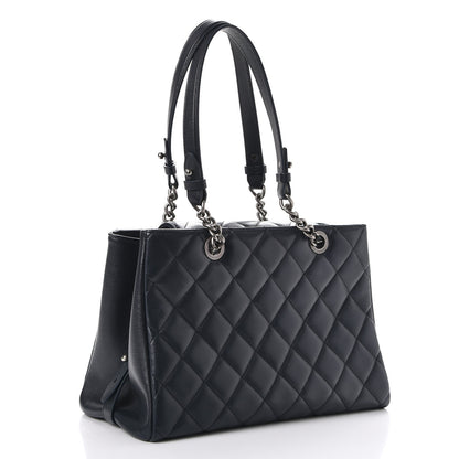 Chanel Goatskin Quilted Large City Rock Shopping Bag Navy 3 of 7