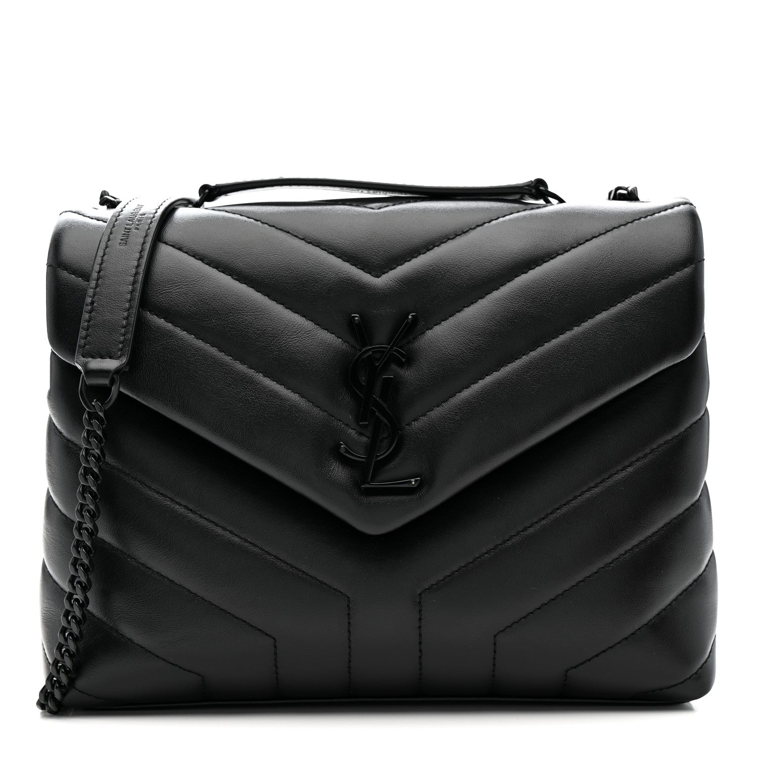 Saint Laurent Calfskin Y Quilted Monogram Monochrome Small Loulou Chain Satchel Black 1 of 13