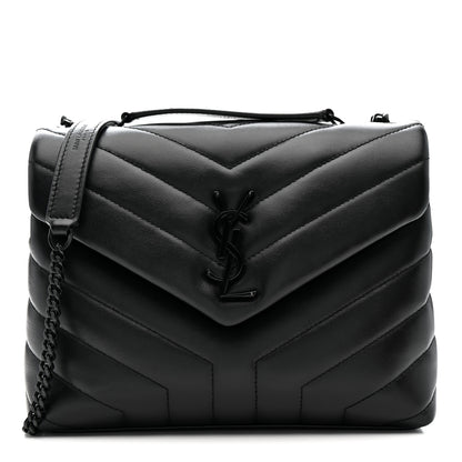 Saint Laurent Calfskin Y Quilted Monogram Monochrome Small Loulou Chain Satchel Black 1 of 13