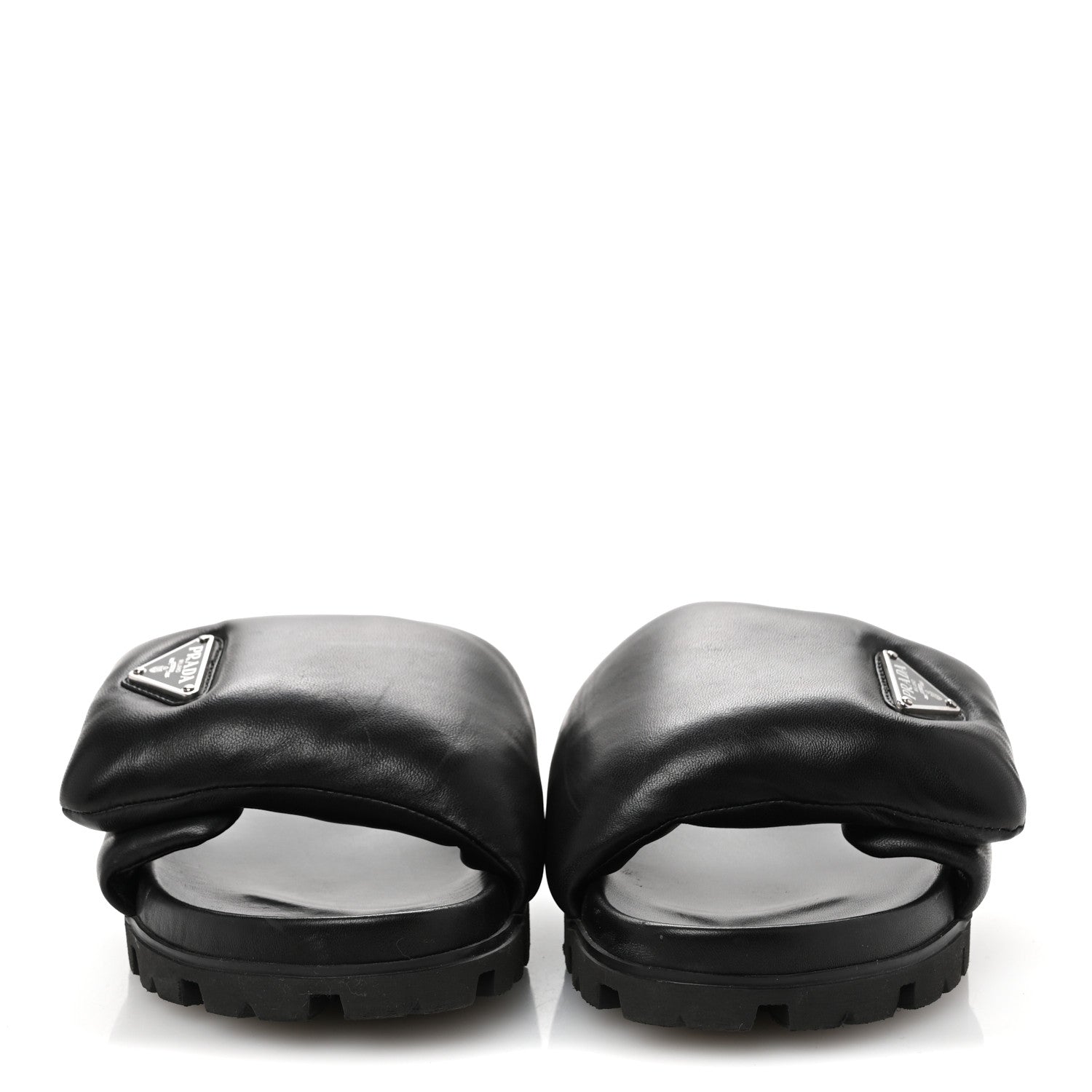 Prada Nappa Soft Padded Triangle Slide Sandals 36.5 Black 3 of 9