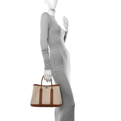 Hermes Grand Chevron Weave Negonda Garden Party 30 TPM Tote Craie Gold 2 of 11