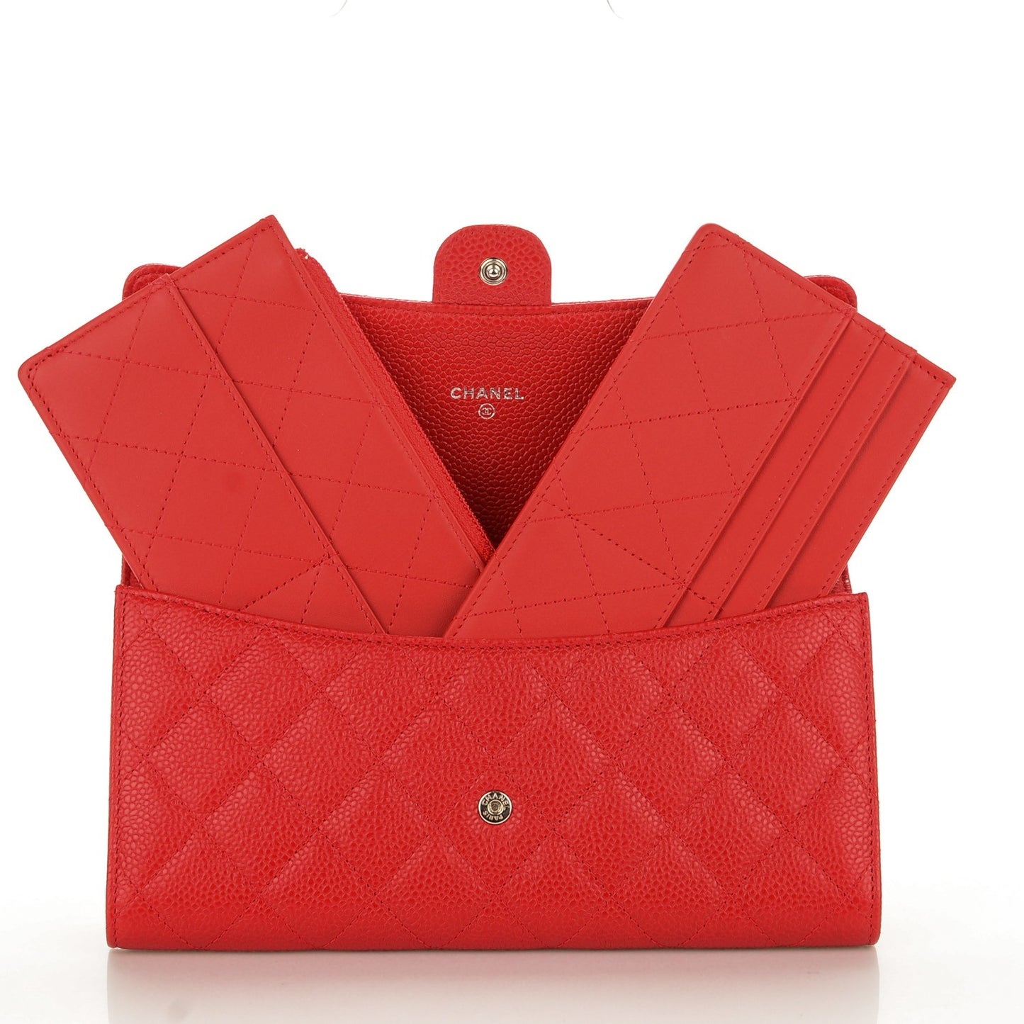 Caviar Quilted Travel Wallet Red