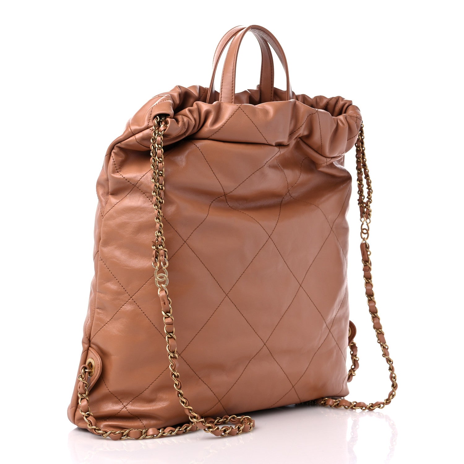 Chanel Shiny Calfskin Quilted Chanel 22 Backpack Camel 2 of 9