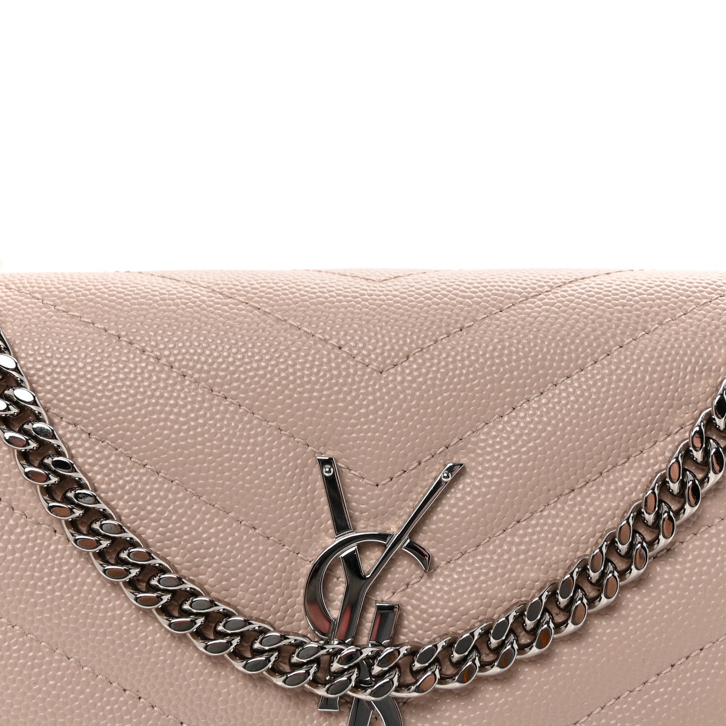 Grain De Poudre Matelasse Chevron Monogram Chain Wallet Marble Pink