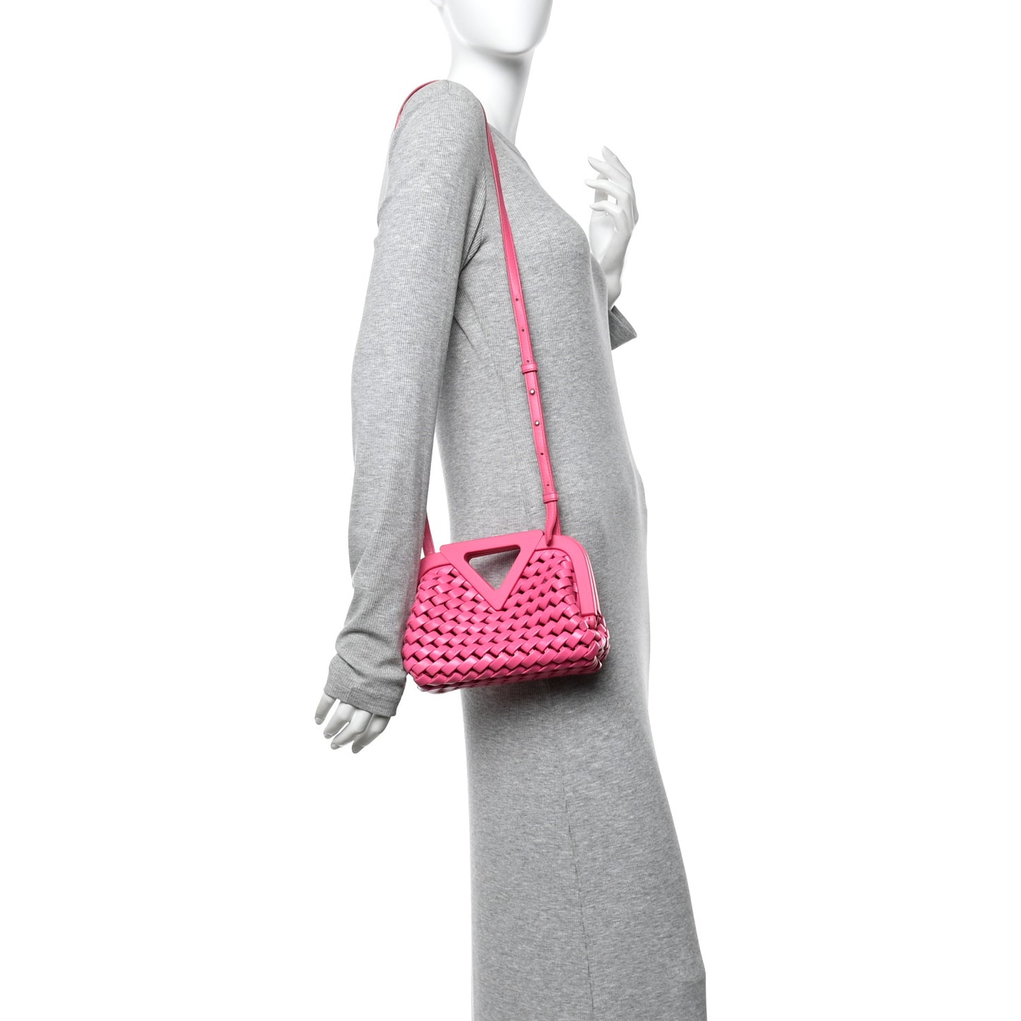 Lambskin Calfskin Slanted Intreccio Small The Point Triangle Bag Bonbon