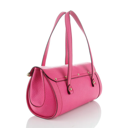 Gucci Calfskin Bamboo Bullet Satchel Pink 3 of 8