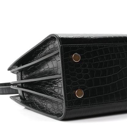 Saint Laurent Calfskin Crocodile Embossed Baby Sac De Jour Black 9 of 10