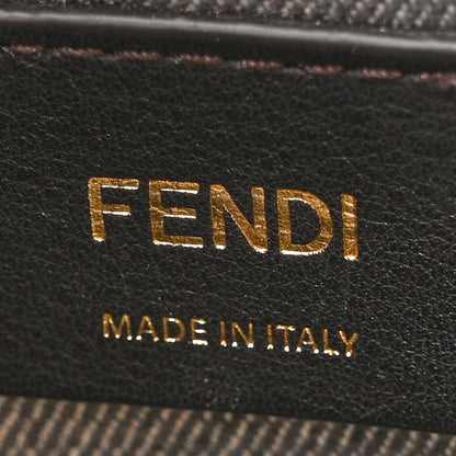 Fendi Chenille Vitello Grace FF Embroidered Small Fendi Sunshine Shopper Tote Dark Blue Grey 6 of 10