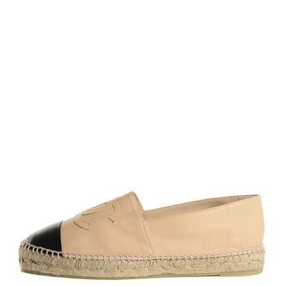 Chanel Lambskin CC Espadrilles 42 Beige Black 1 of 8