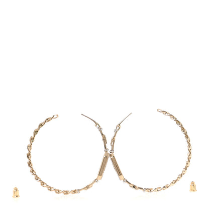Chanel Metal Crystal CC Vendome Chain Hoop Earrings Gold 3 of 5