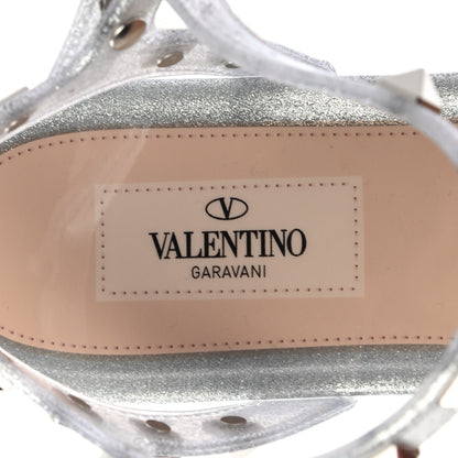 Valentino Garavani PVC Jelly Glitter Rockstud Caged Sandals 38 SIlver 7 of 7