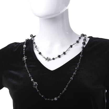 Chanel Ruthenium Pearl Bead CC Long Necklace Black 2 of 5