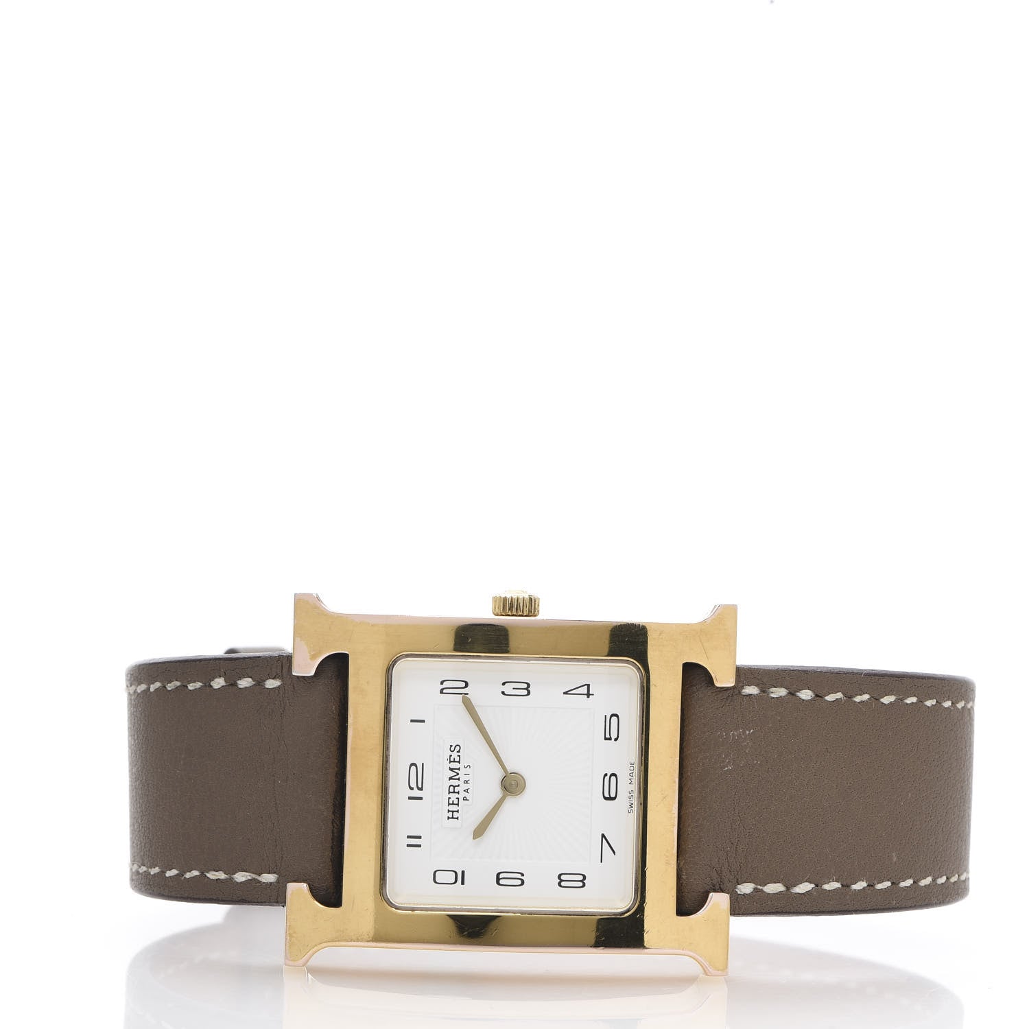 Hermes Stainless Steel Swift 26mm Heure H Hour Quartz Watch Etoupe 2 of 9